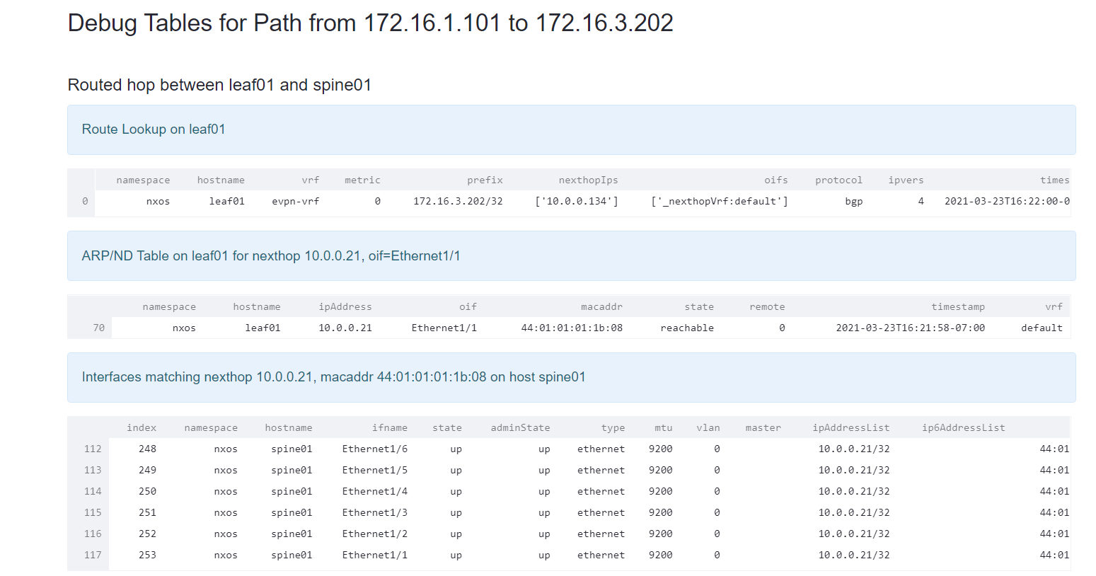 Suzieq path debug