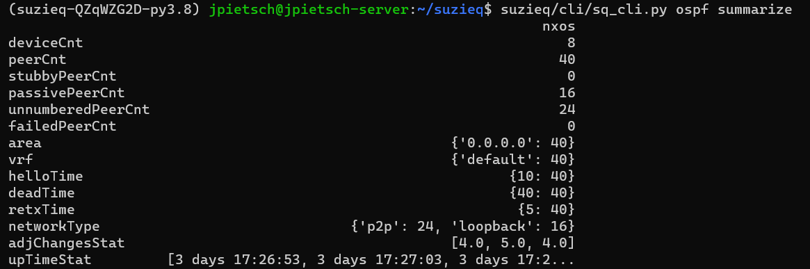 Suzieq OSPF summarize CLI